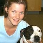 Monica Daley with black and white dog